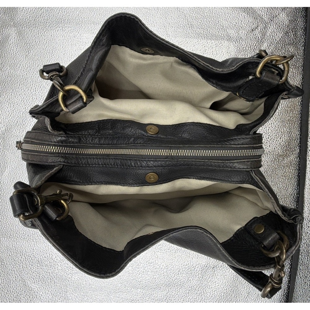 American Leather Company Lenox Triple Entry‎ Black Leather Satchel Handbag - Picture 15 of 16